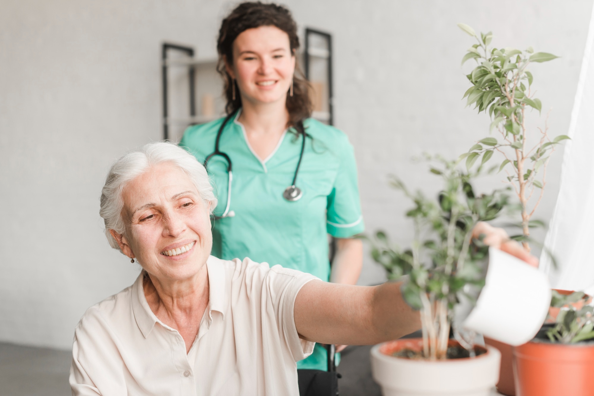 Senior citizen enjoying quality care at home